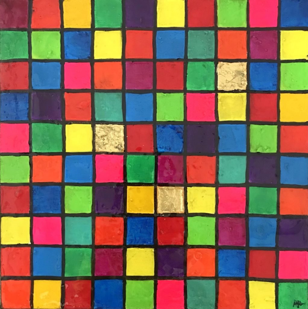textured squares painting